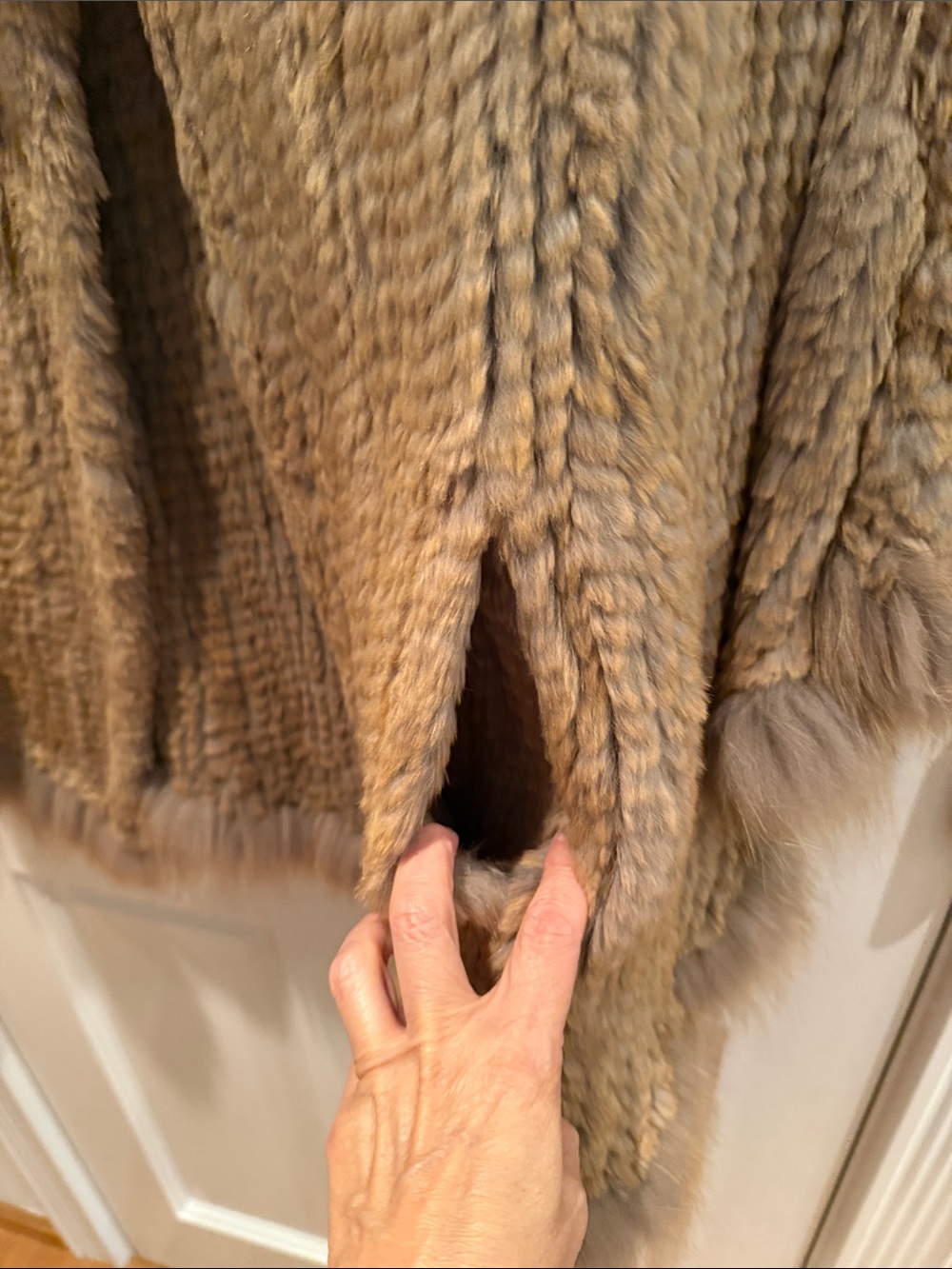 Sheared Rabbit Poncho with pockets. - Picture 6 of 6